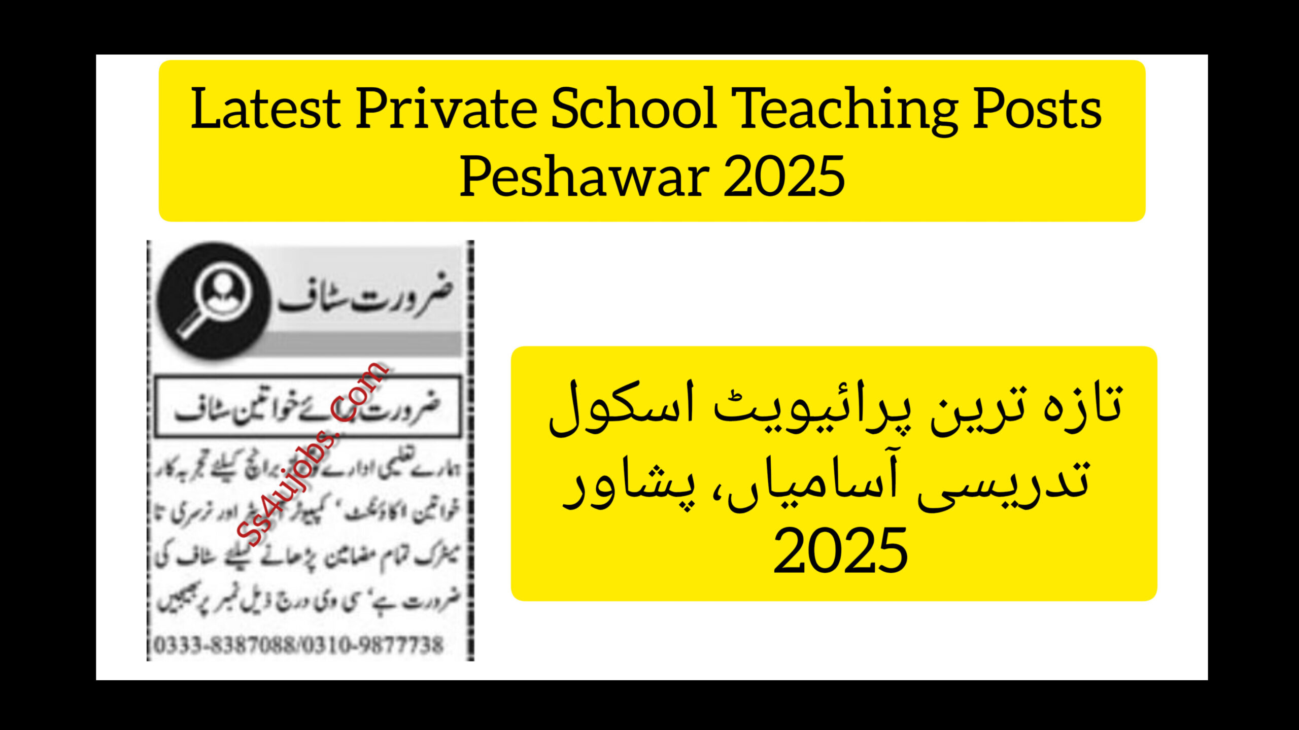 Latest Private School Teaching Posts Peshawar 2025